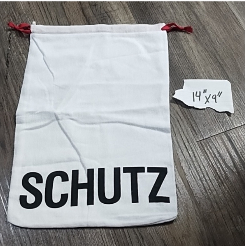 SCHUTZ White Bag with Black Logo and Red Accents